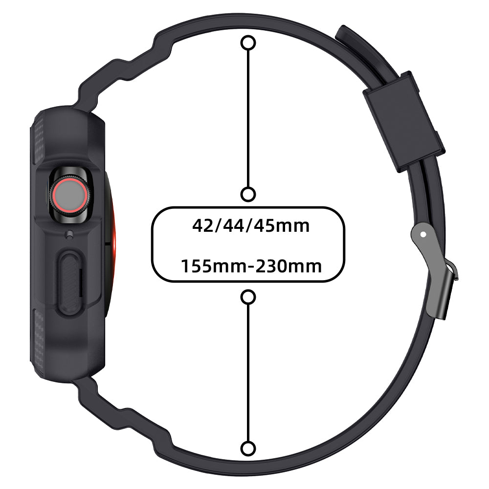 For Apple Watch Series 9 8 7 45mm / 6 5 4 SE SE (2022) SE (2023) 44mm / 3 2 1 42mm TPU Band with Watch Case - Dark Grey For Apple Watch Series 9 8 7 45mm / 6 5 4 SE SE (2022) SE (2023) 44mm / 3 2 1 42mm TPU Band with Watch Case - Dark Grey